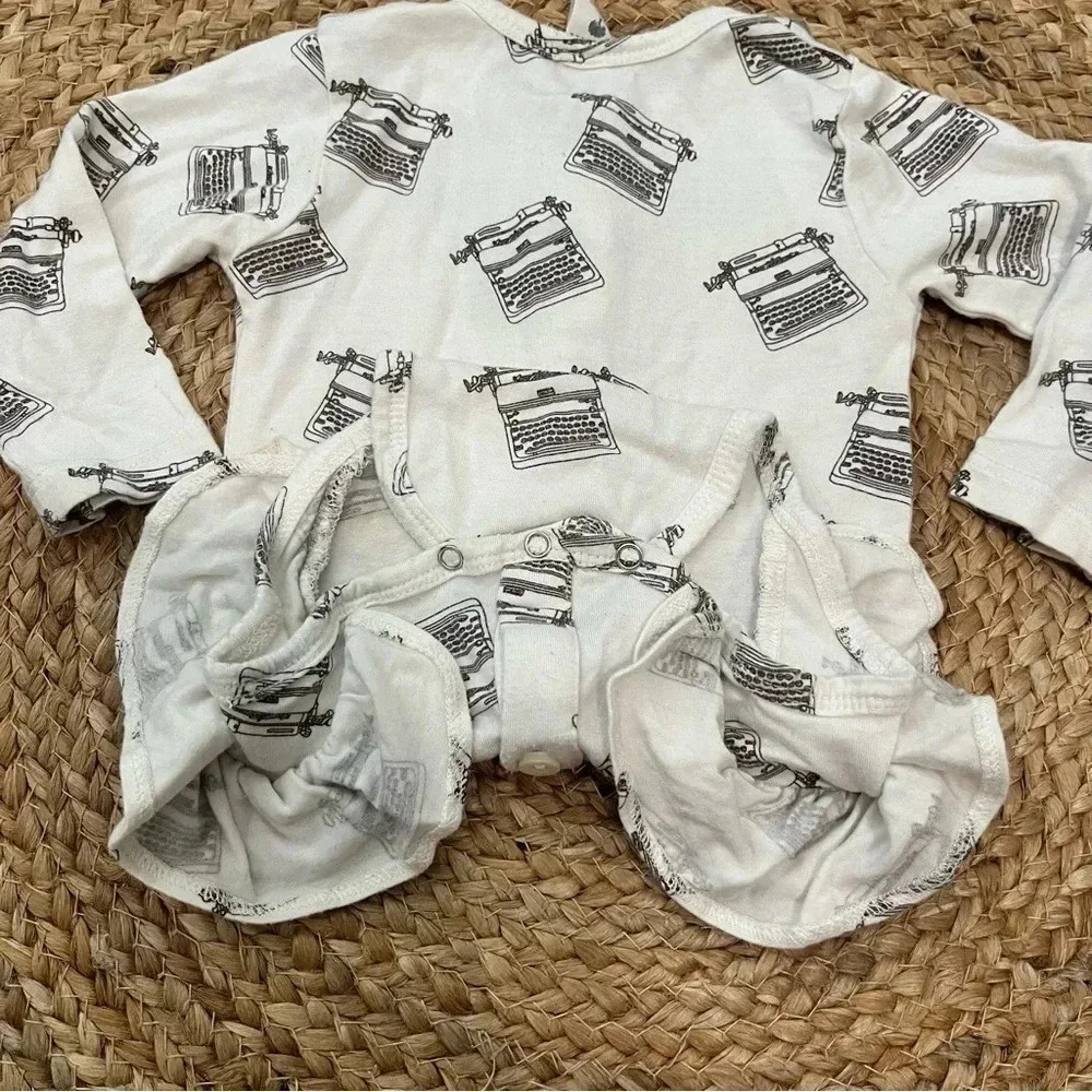 Kate Quinn Type Writer Double Ruffle Bubble 6-12 Months